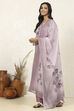 Lavender Linen Blend Hand Embroidered Unstitched Suit Set image number 4