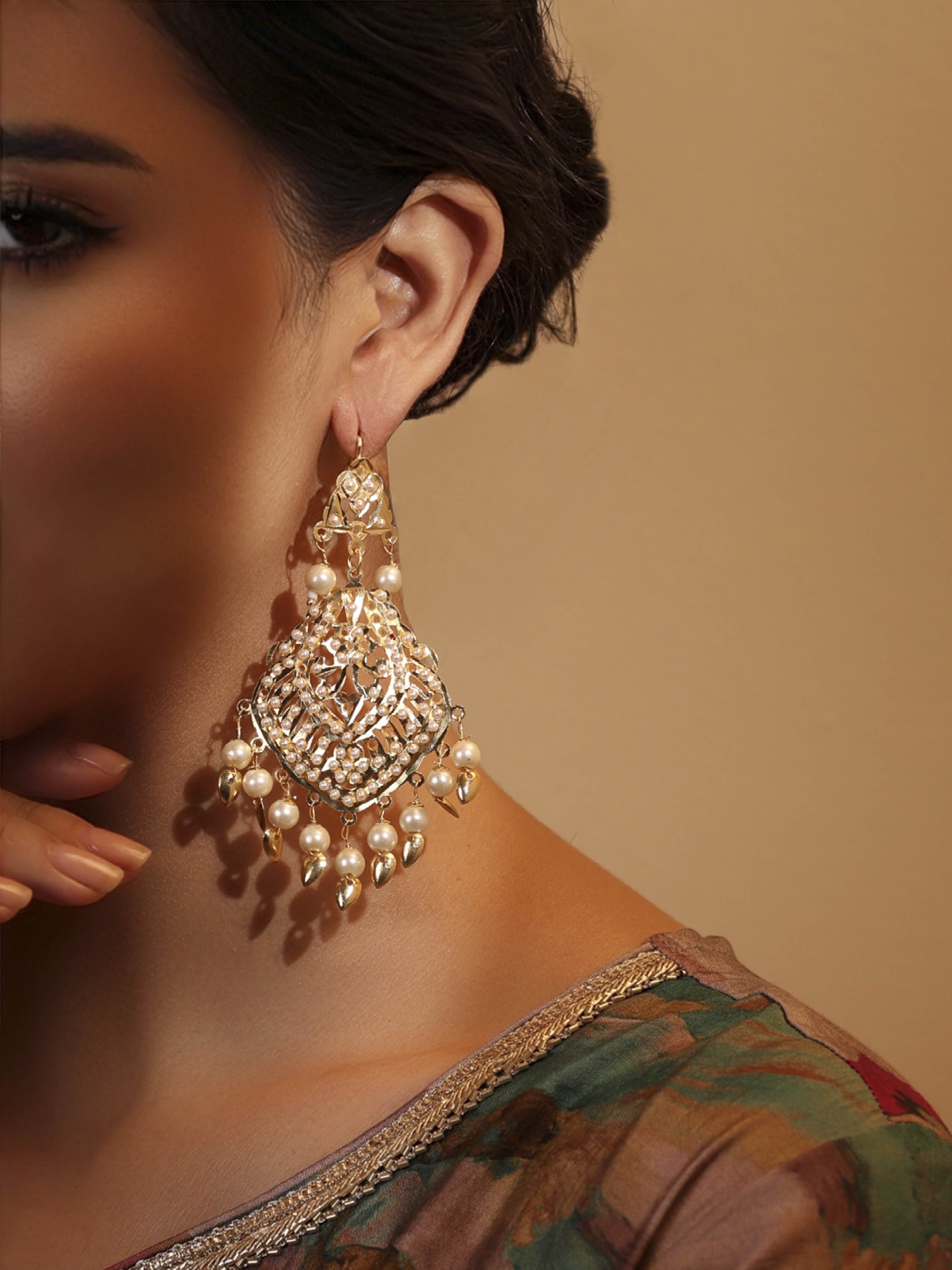 White Gold Plated Brass Drop & Dangler Earrings image number 1