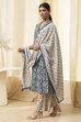 Red Cotton Printed Gathered Suit Set image number 3