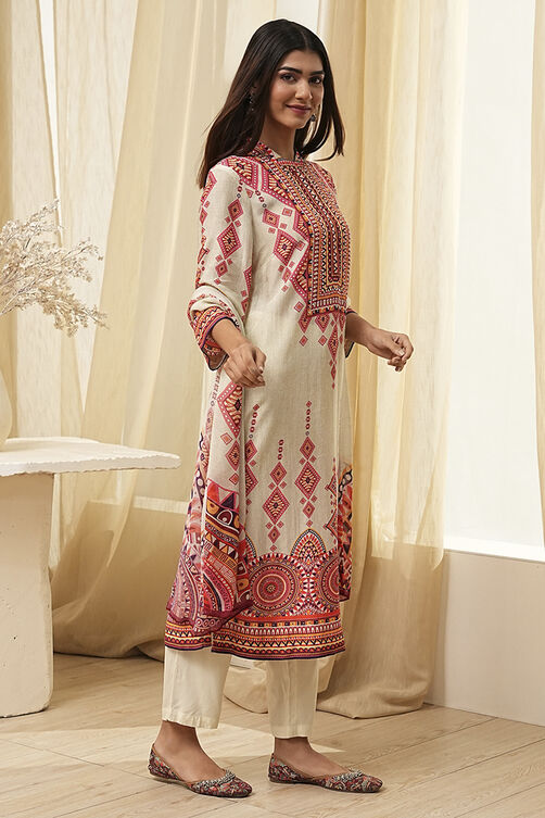 Dull Blue Printed Straight Suit Set image number 5