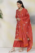 Yellow Cotton Silk Double Layered Kurta Flared Palazzo Suit Set image number 5