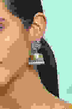 White Brass Jhumka image number 1