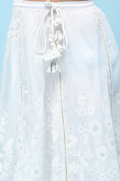 White Poly Organza Khadi Print Flared Lehenga Set image number 2