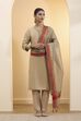 Dark Gold Poly Loom Side Striped Dupatta image number 3