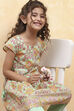 Blue Cotton Flared Printed Suit Set image number 0
