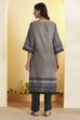 Black Cotton Straight Kurta image number 4