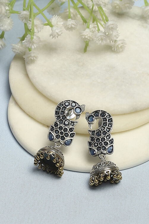 Navy Blue Brass Jhumka image number 0