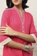Pink Cotton Solid Straight Kurta image number 1