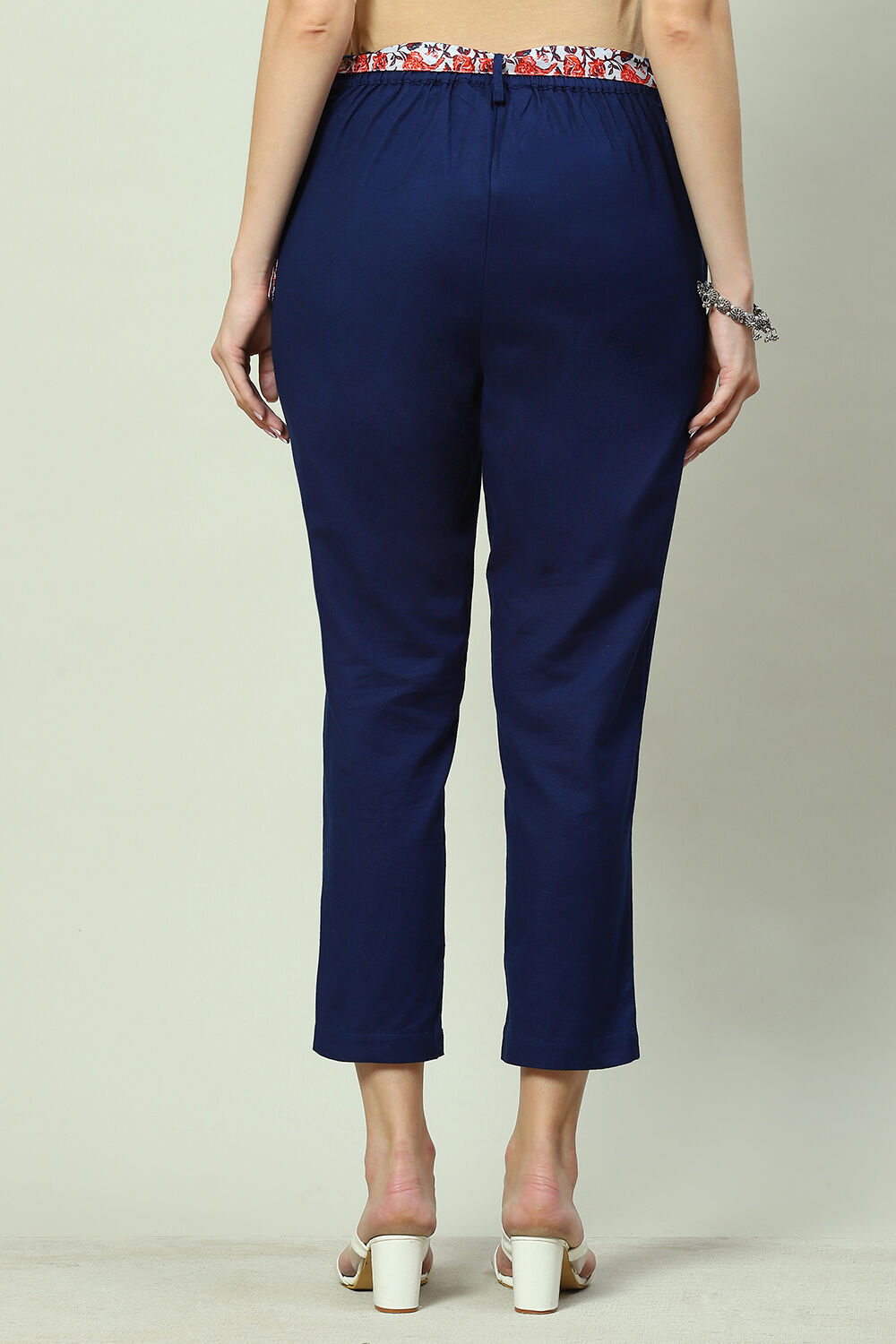 Off White Cotton Blend Palazzo image number 4