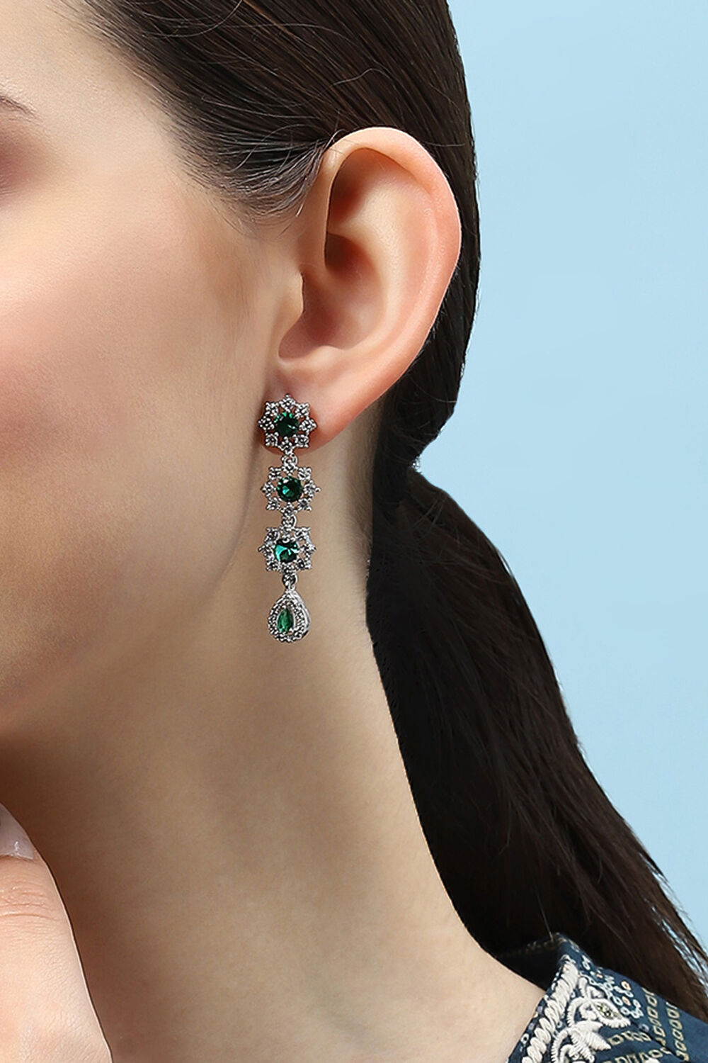 Green Brass Danglers image number 1