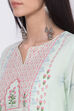 Mint Green Cotton A-Line Printed Kurta image number 1