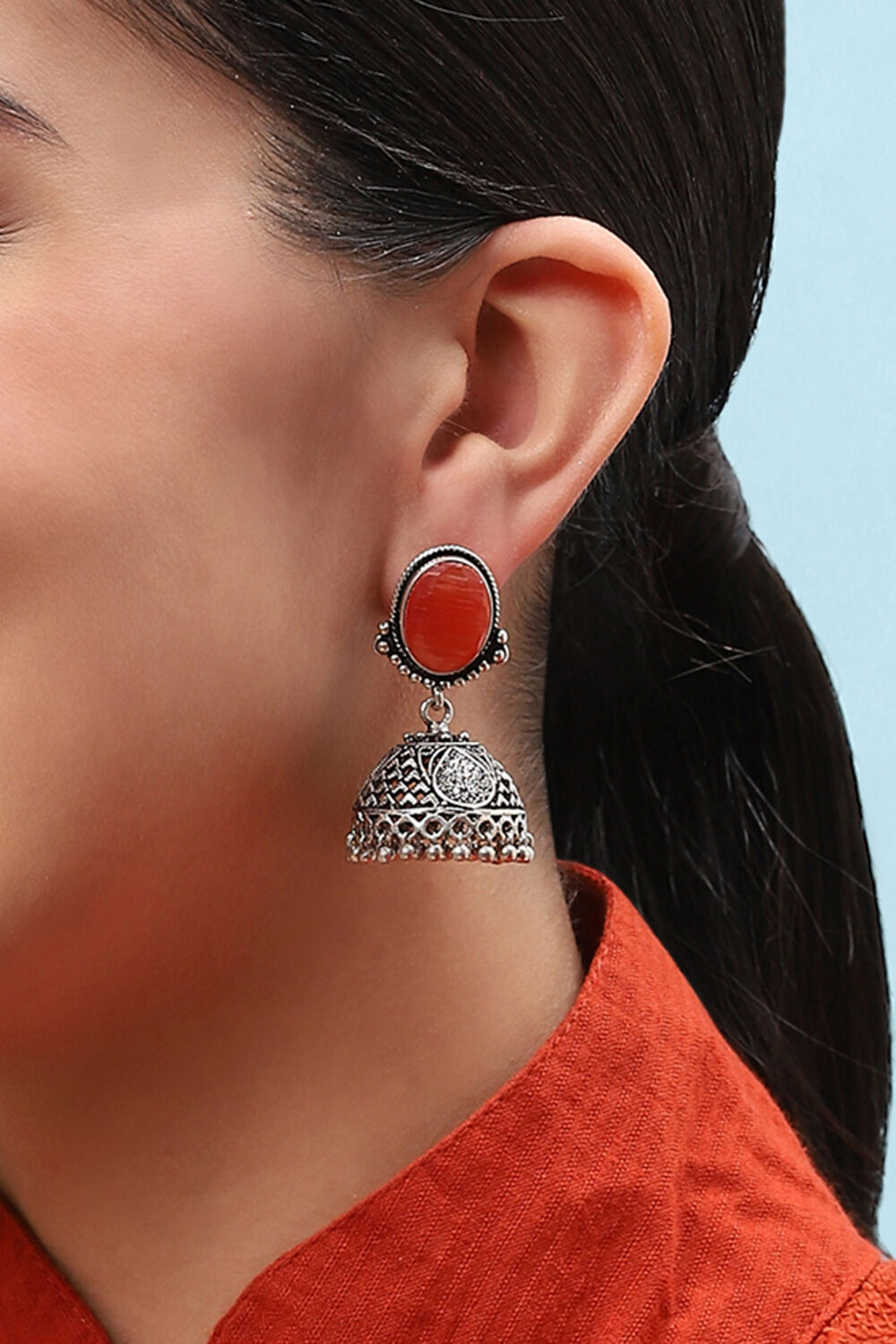 Orange Brass Earrings image number 3