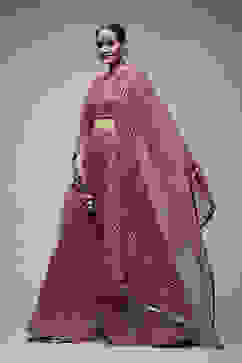 Pink Nylon Lehenga Set image number 3