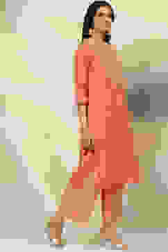 Orange Art Silk Short Yarndyed Kurti image number 3