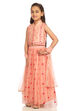 Peach Cotton And Viscose Lehenga Set image number 2
