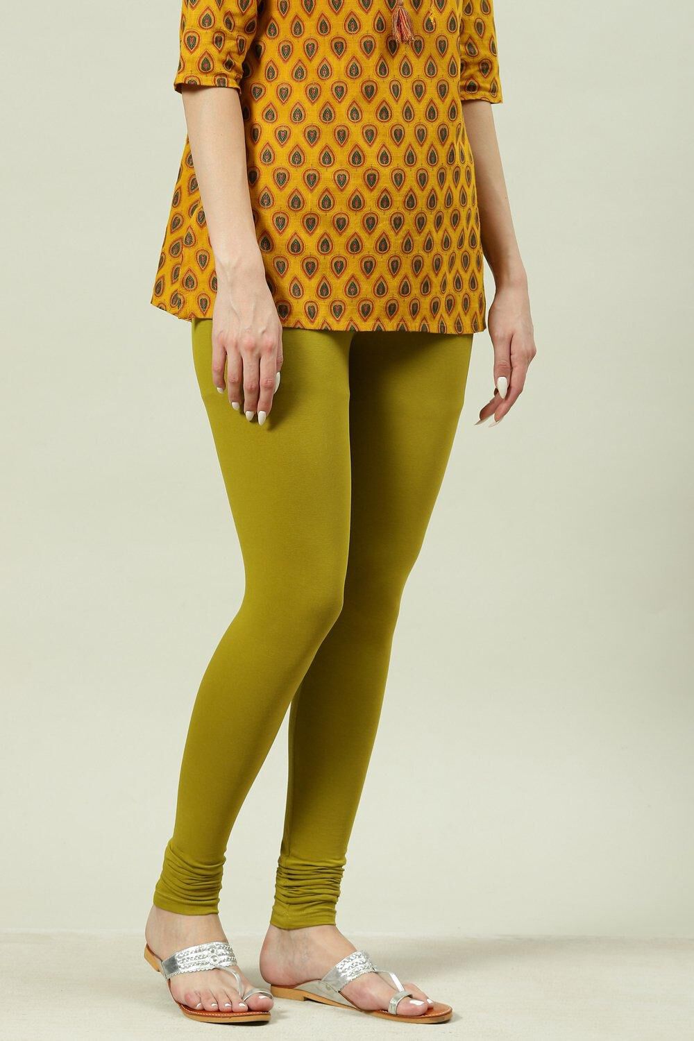 Henna Green Cotton Lycra Churidar image number 0