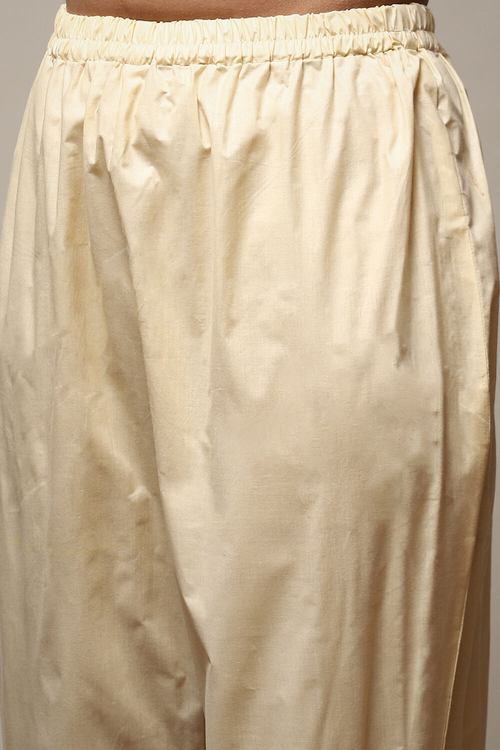 Beige Cotton Screen Print Unstitched Suit Set image number 16