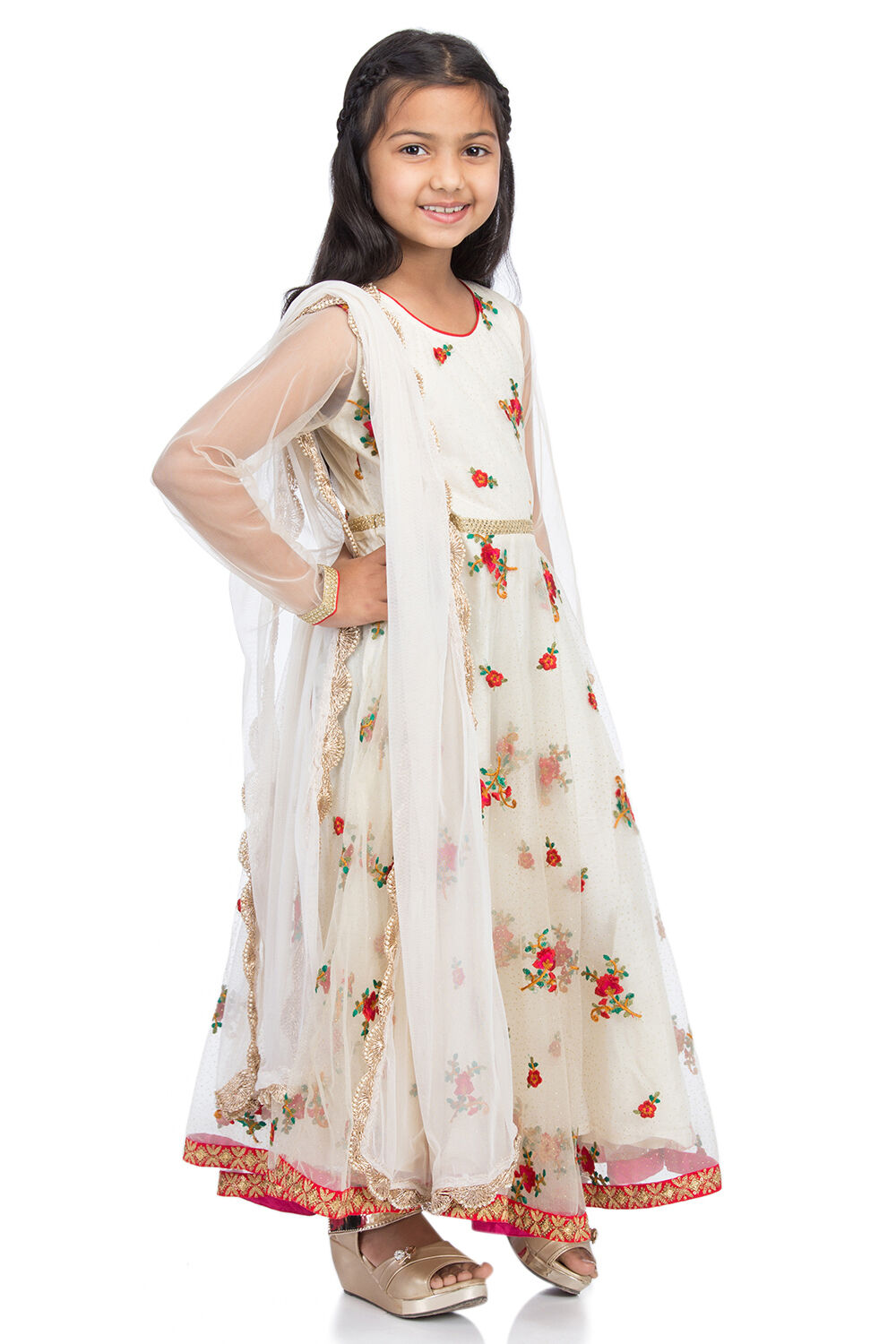 Beige Front Open Viscose Suit Set image number 2