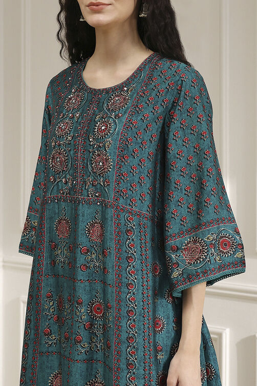 Brown Printed Straight Suit Set image number 1