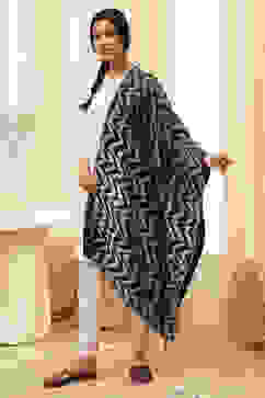 Navy & Grey Cotton Blend Dupatta image number 2