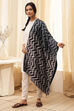 Navy & Orange Cotton Blend Dupatta image number 2