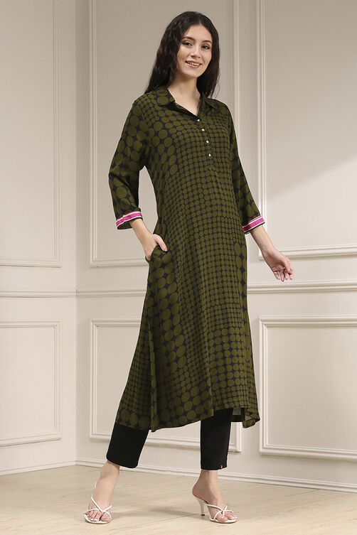 Indigo Blue Viscose Straight Printed Kurta image number 4