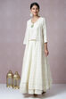 Off White Cotton Fusion Wear 3 Piece Set image number 4