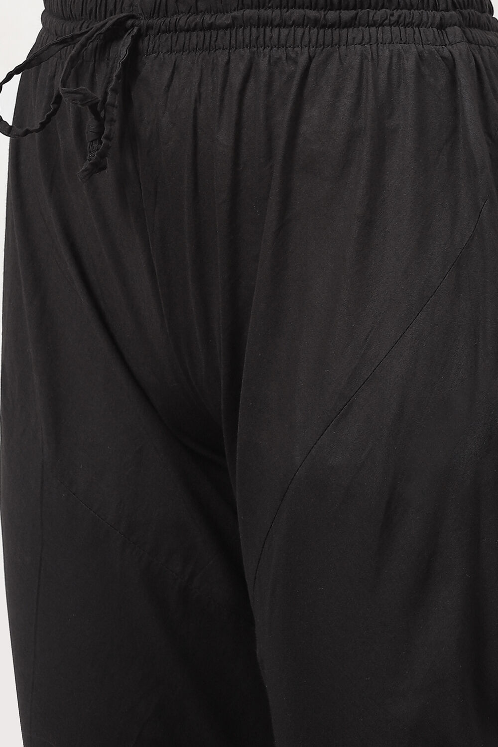 Black Silk & Cotton Straight Kurta Suit Set image number 3