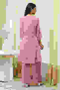 Pink Embroidered Kalidar Suit Set image number 4