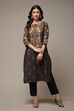 Beige Cotton Straight Printed Kurta image number 1