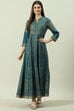 Black Cotton Flared Printed Dress image number 5