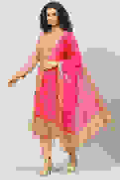 Fuschia Art Silk Yarndyed Dupatta image number 2