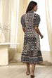 Black and Beige Cotton Printed Tiered Dress image number 3