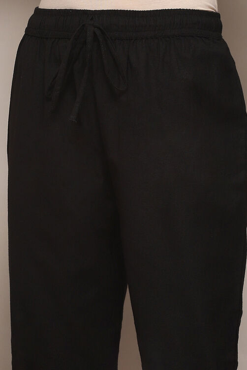 Rust Cotton Flax Slim Solid Pants image number 1