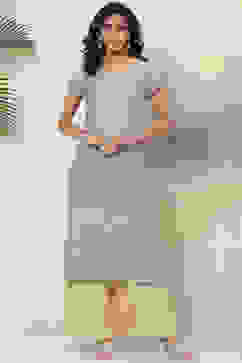 Ice Blue Cotton A Line Kurta image number 0