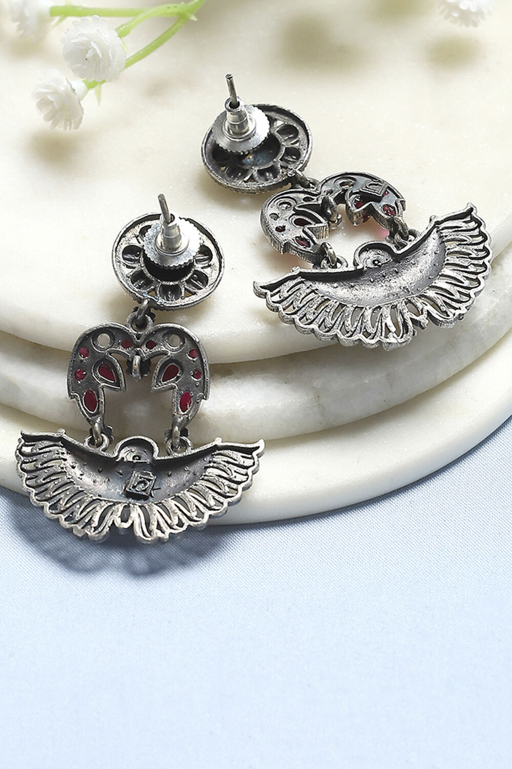 Pink Stone Embellished Earrings image number 2