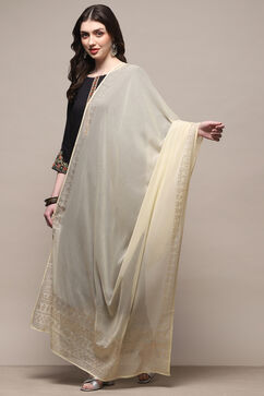 Off White Polyester Printed Dupatta image number 0