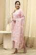 Pink Cotton Machine Embroidered Unstitched Suit Set image number 4