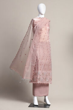 Peach Net Unstitched Suit Set image number 0
