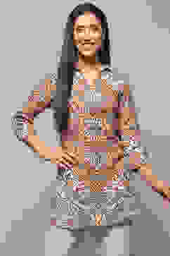 Yellow Rayon Floral Printed Straight Kurti image number 5