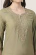 Sap Green Embroidered Straight Kurta Set image number 1