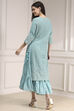 Powder Blue Cotton Blend Layered Embroidered Fusion Set image number 3
