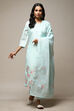 Turquoise Linen Digital Print Unstitched Suit Set image number 14