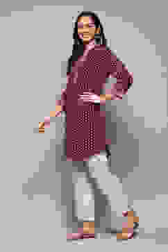 Pink & Purple LIVA Straight Printed Shirt image number 2