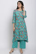 Pink Viscose A-Line Kurta Palazzo Suit Set image number 2