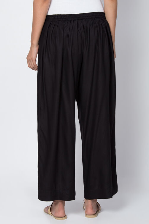 Black Viscose Solid Palazzo image number 3