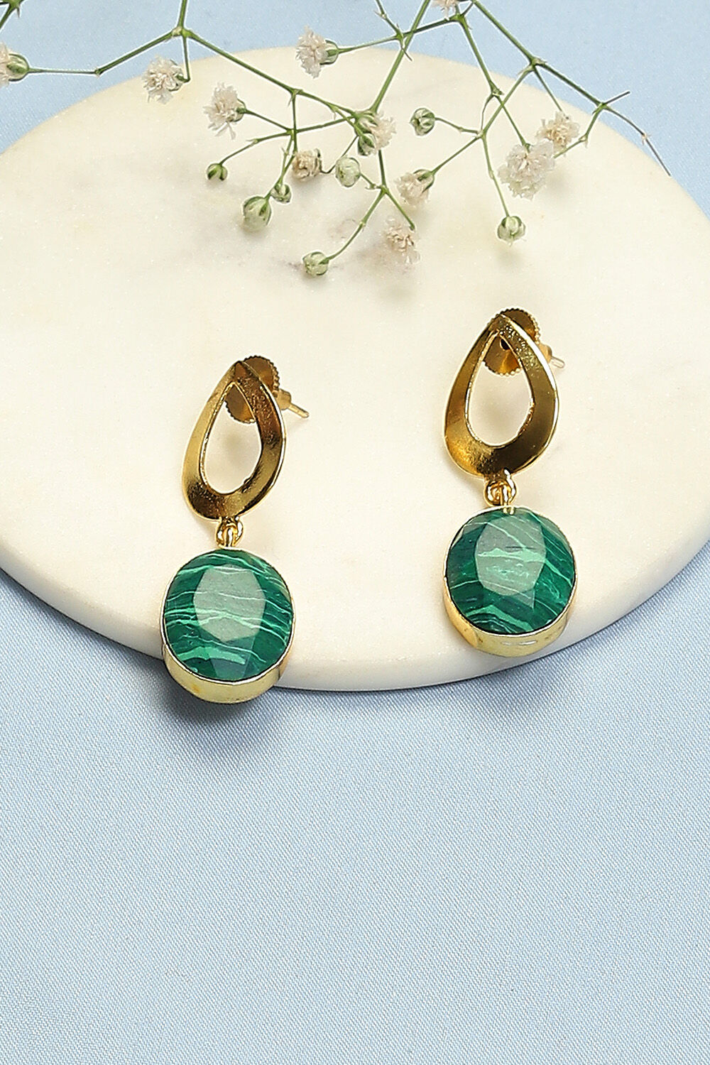 Green Brass Earrings image number 0