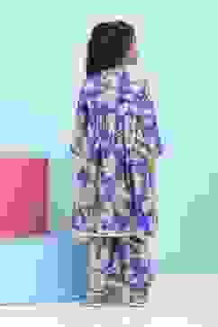 Blue Cotton Printed Gathered Suit Set image number 4