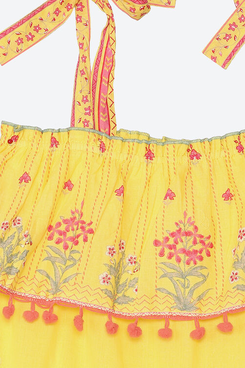 Yellow Cotton Tired Dress image number 1