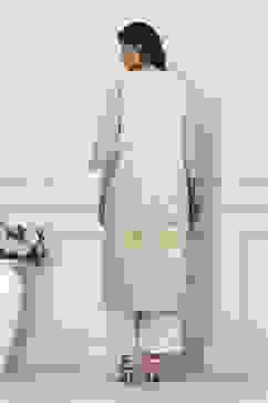 Off-White Cotton Printed Straight Kurta image number 3